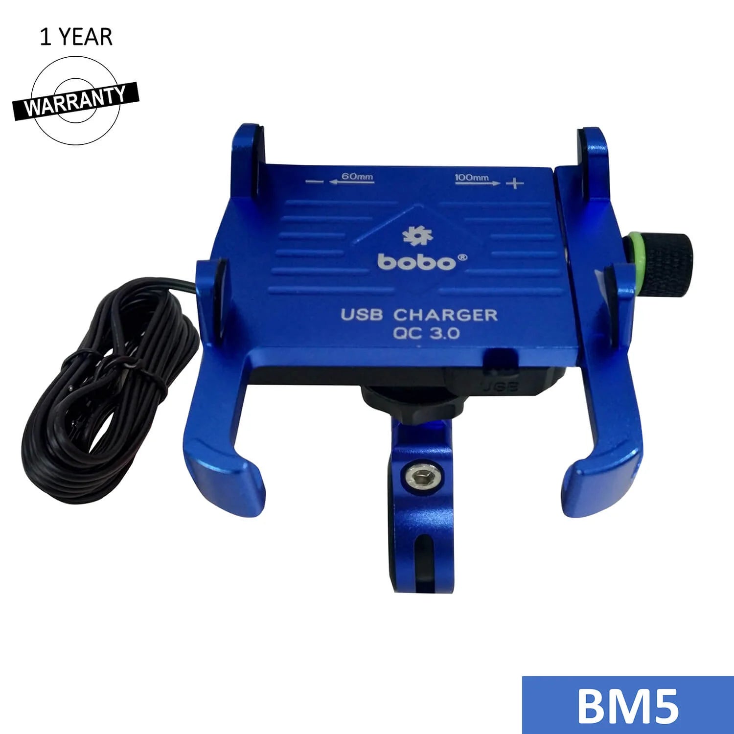 BOBO BM5 Claw-Grip Aluminium Bike Phone Holder (With Fast USB 3.0 Charger) Motorcycle Mobile Mount