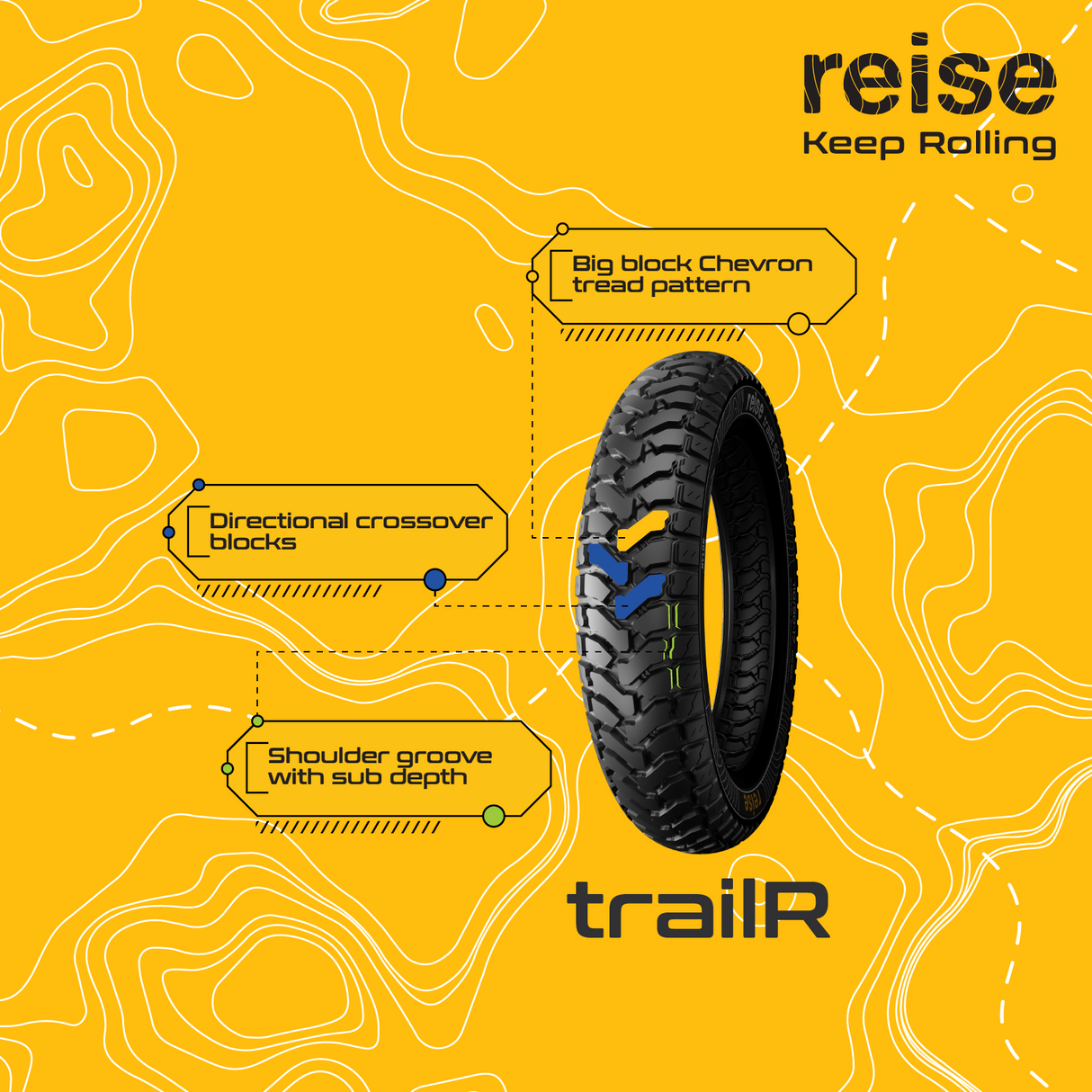 Reise Moto tourR 100/90-19 57P Front Tubeless Tyre