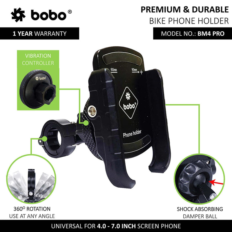 BOBO BM4 PRO Jaw-Grip Bike Phone Holder with Vibration Controller Mobile Mount