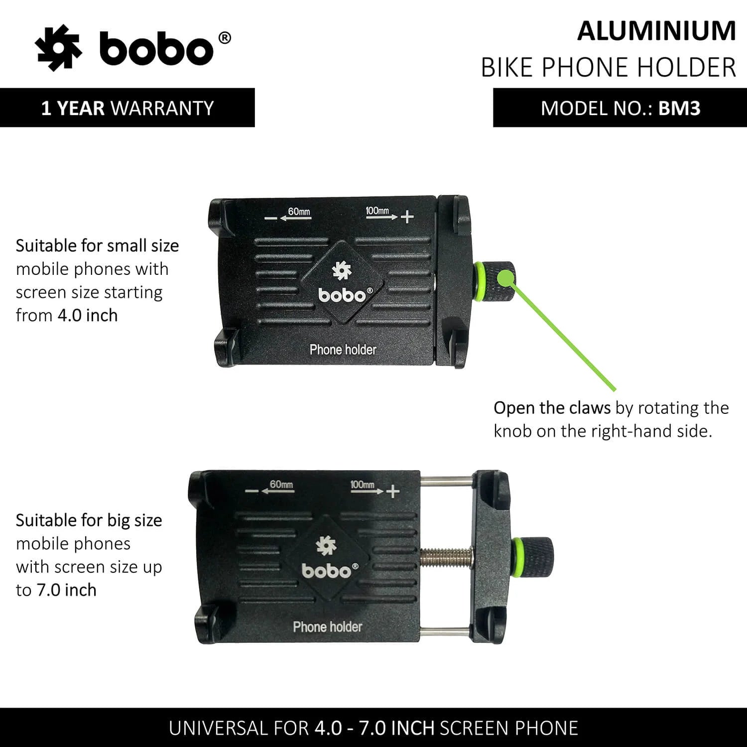 BOBO BM3 Claw-Grip Aluminum Mobile Mount