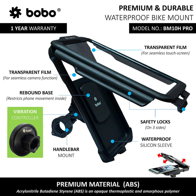 BOBO BM10H PRO Fully Waterproof Bike Vibration Controller Motorcycle Mobile Mount