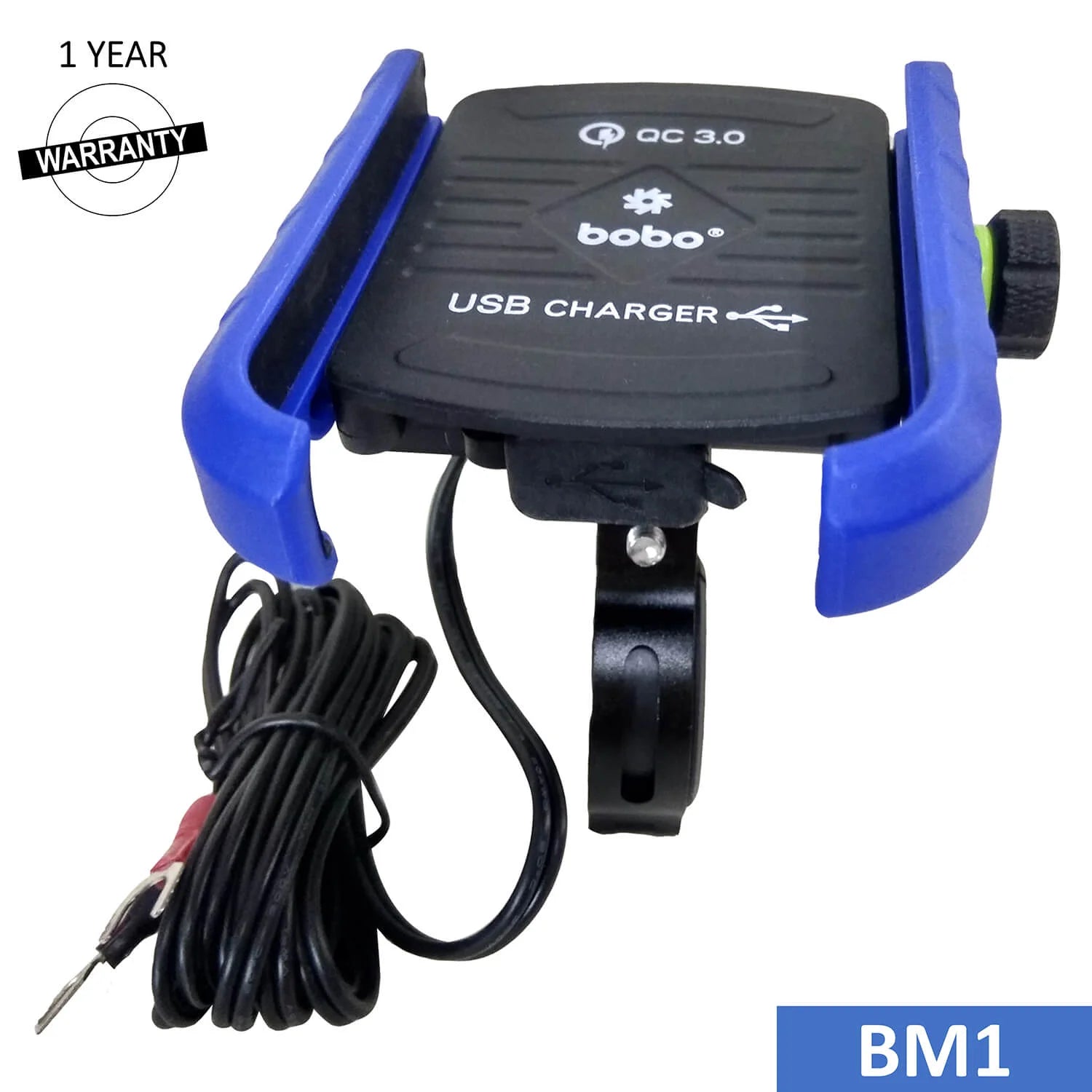 BOBO BM1 Jaw-Grip Bike Phone Holder (with fast USB 3.0 charger) Motorcycle Mobile Mount