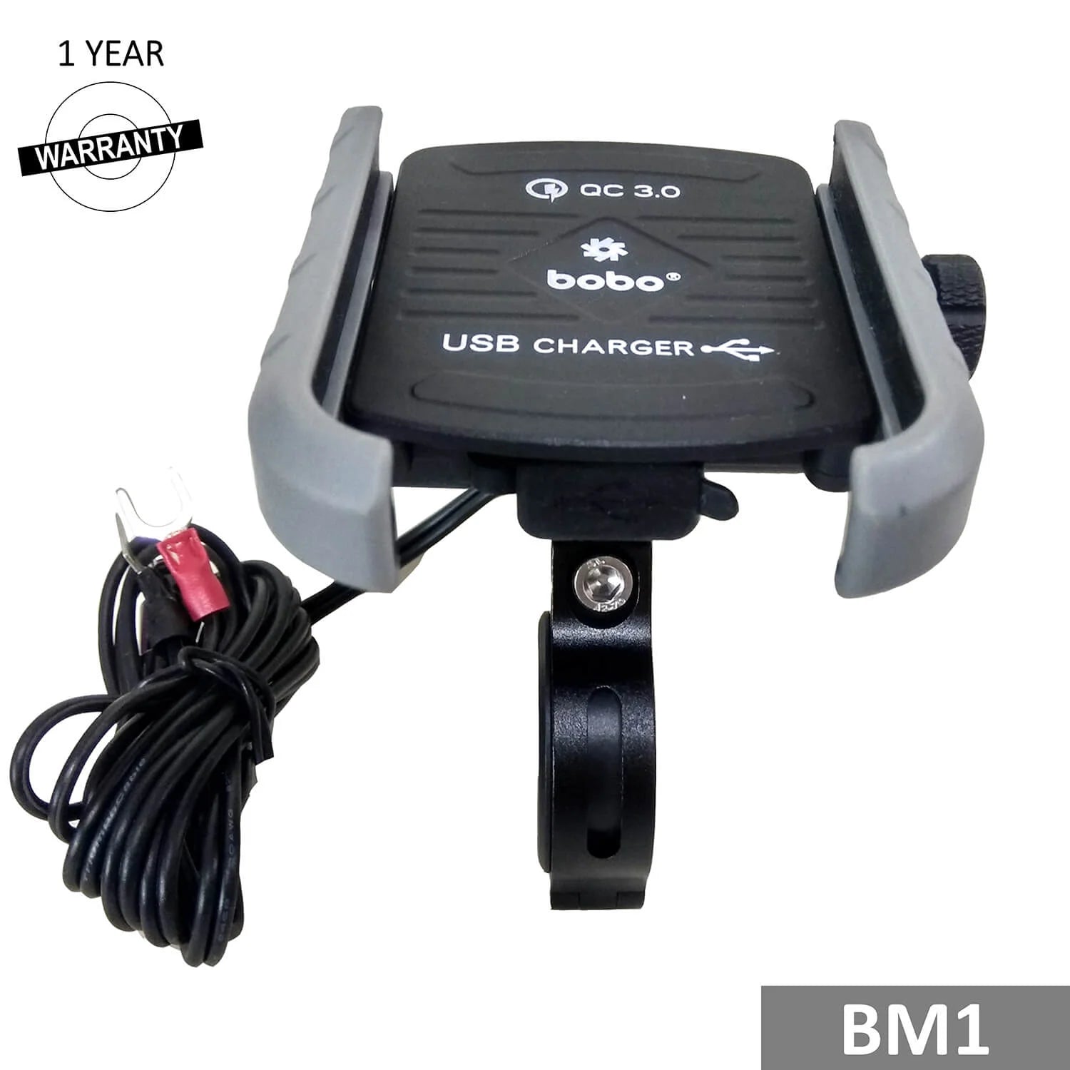 BOBO BM1 Jaw-Grip Bike Phone Holder (with fast USB 3.0 charger) Motorcycle Mobile Mount