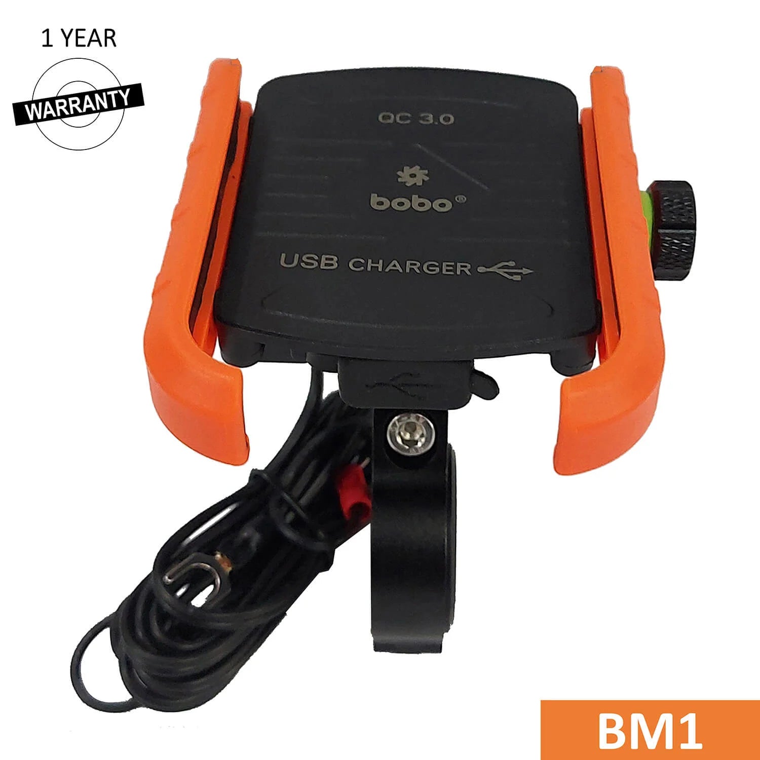 BOBO BM1 Jaw-Grip Bike Phone Holder (with fast USB 3.0 charger) Motorcycle Mobile Mount