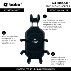 BOBO BM17H (or BM17M) PRO Handlebar (or Mirror) Anti-Vibration Bike / Cycle Phone Holder Motorcycle Mobile Mount