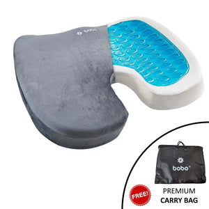 BOBO Gel Enhanced Memory Foam Seat Cushion – Orthopedic Coccyx (Tailbone) Cushion for Back Pain Relief – Sciatica Pillow for Office Chair, Car Seat & Travel