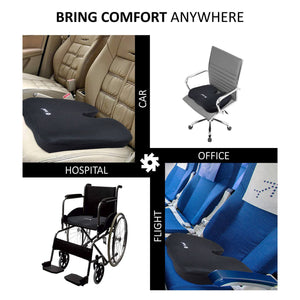 BOBO Gel Enhanced Memory Foam Seat Cushion – Orthopedic Coccyx (Tailbone) Cushion for Back Pain Relief – Sciatica Pillow for Office Chair, Car Seat & Travel
