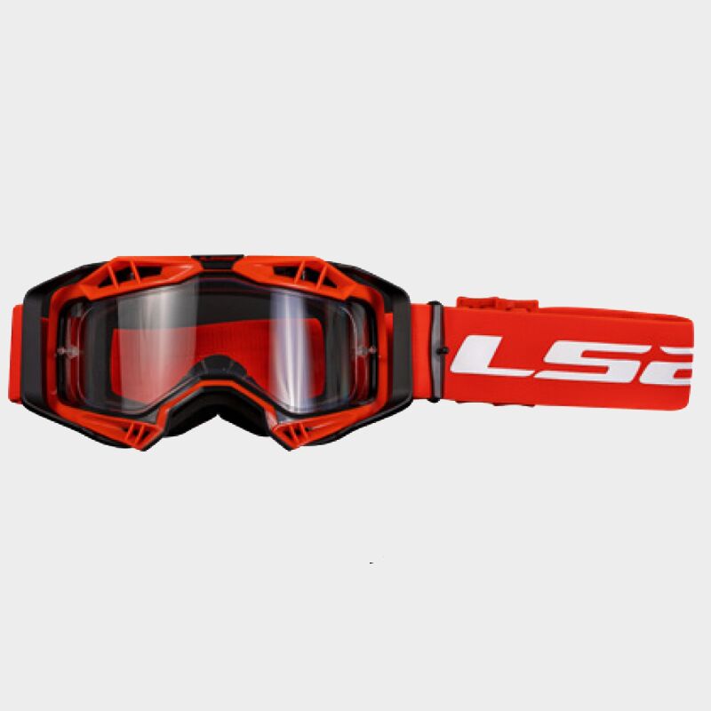 LS2 AURA GOGGLE BLACK RED WITH CLEAR VISOR