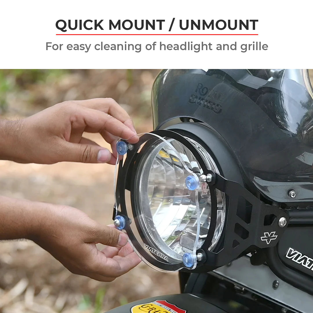 VIATERRA HEADLIGHT GUARD FOR ROYAL ENFIELD HIMALAYAN - CLEAR SHIELD - BS6 (2021+)