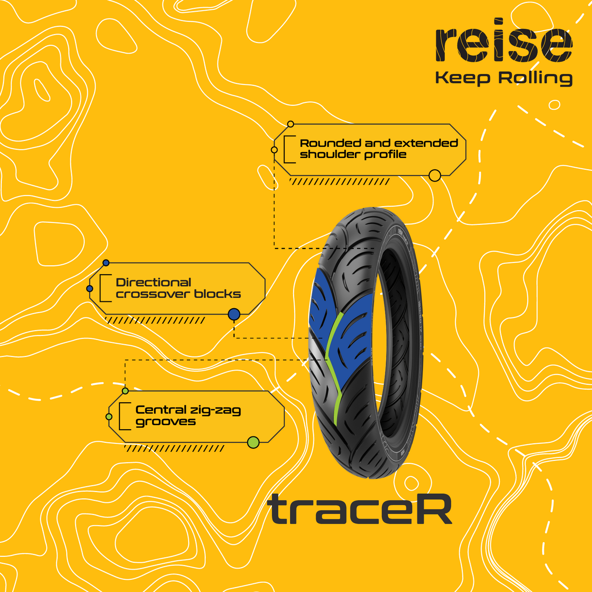 Reise traceR 80/100-18 54P Rear Tubeless Tyre