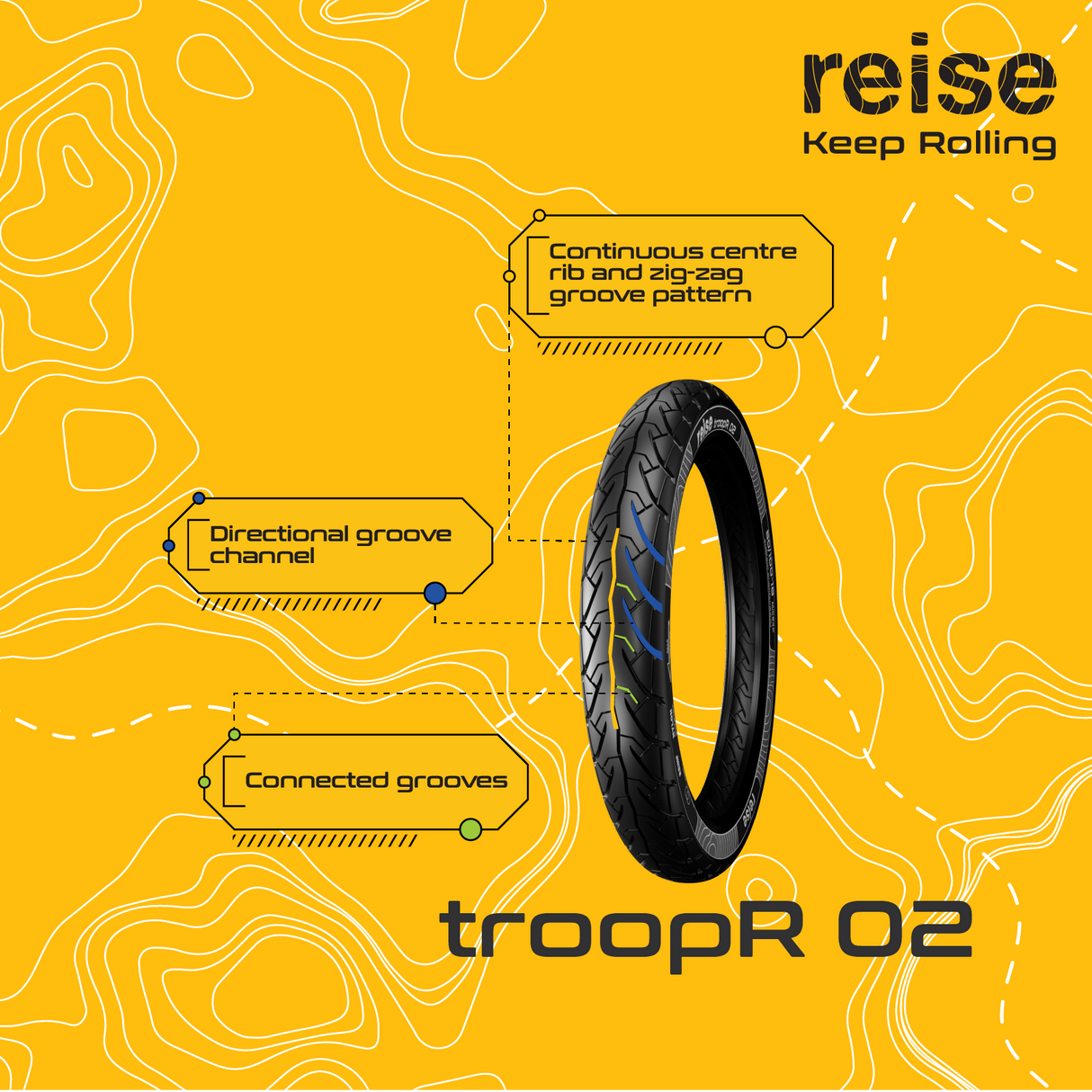 Reise troopR 02 80/100-18 54P Rear Tubeless Tyre