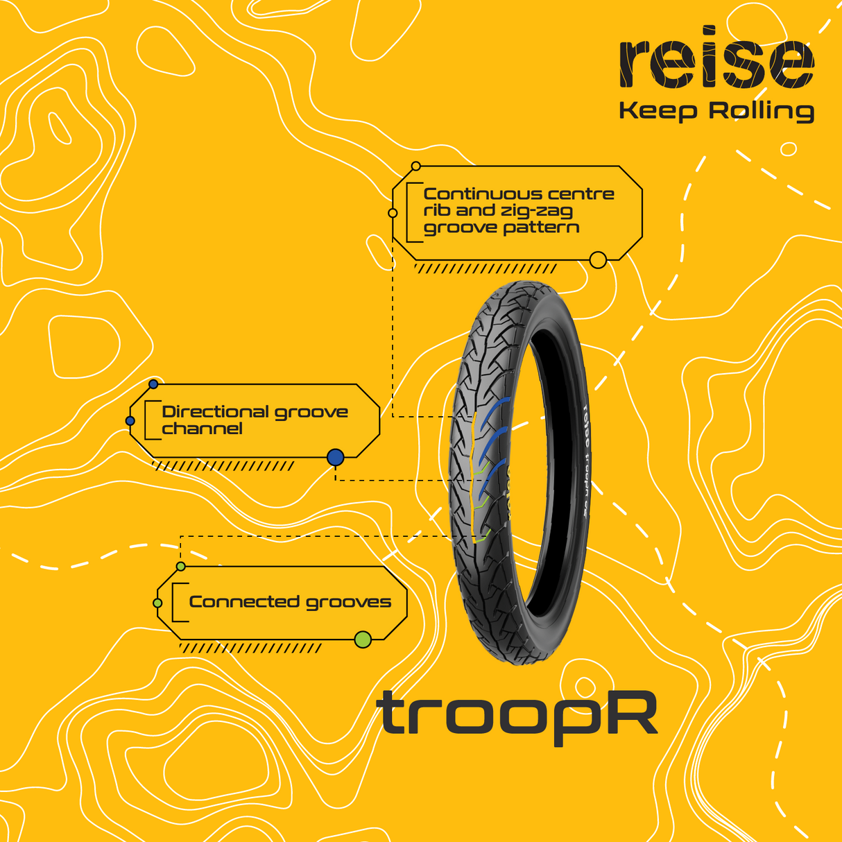 Reise troopR 03 2.75-18 48P Rear Tubeless Tyre