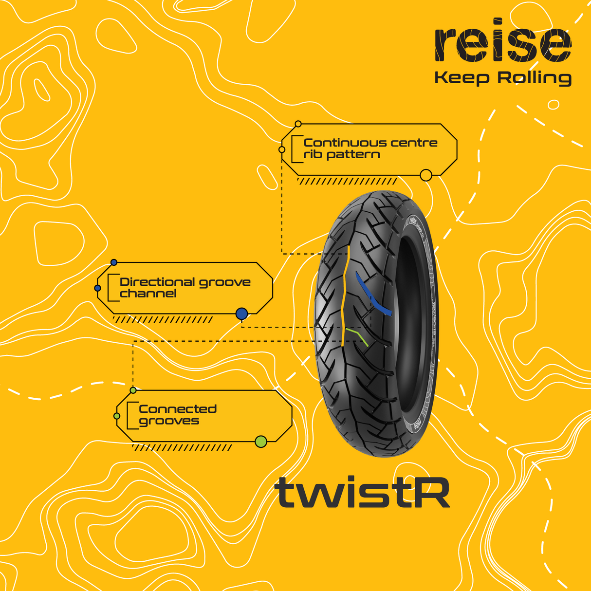 Reise twistR 110/70-11 45L Front Tubeless Tyre