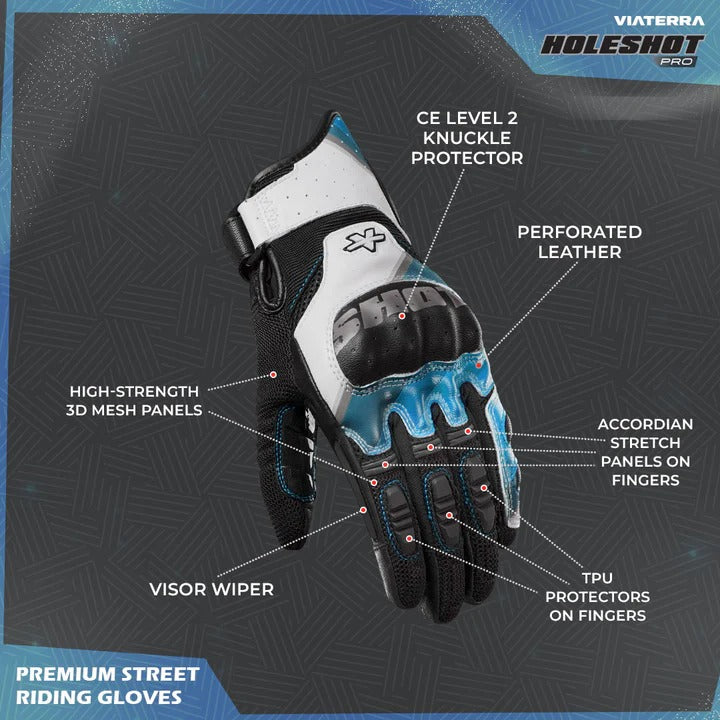 VIATERRA HOLESHOT PRO – SEMI GAUNTLET HYBRID RIDING GLOVES