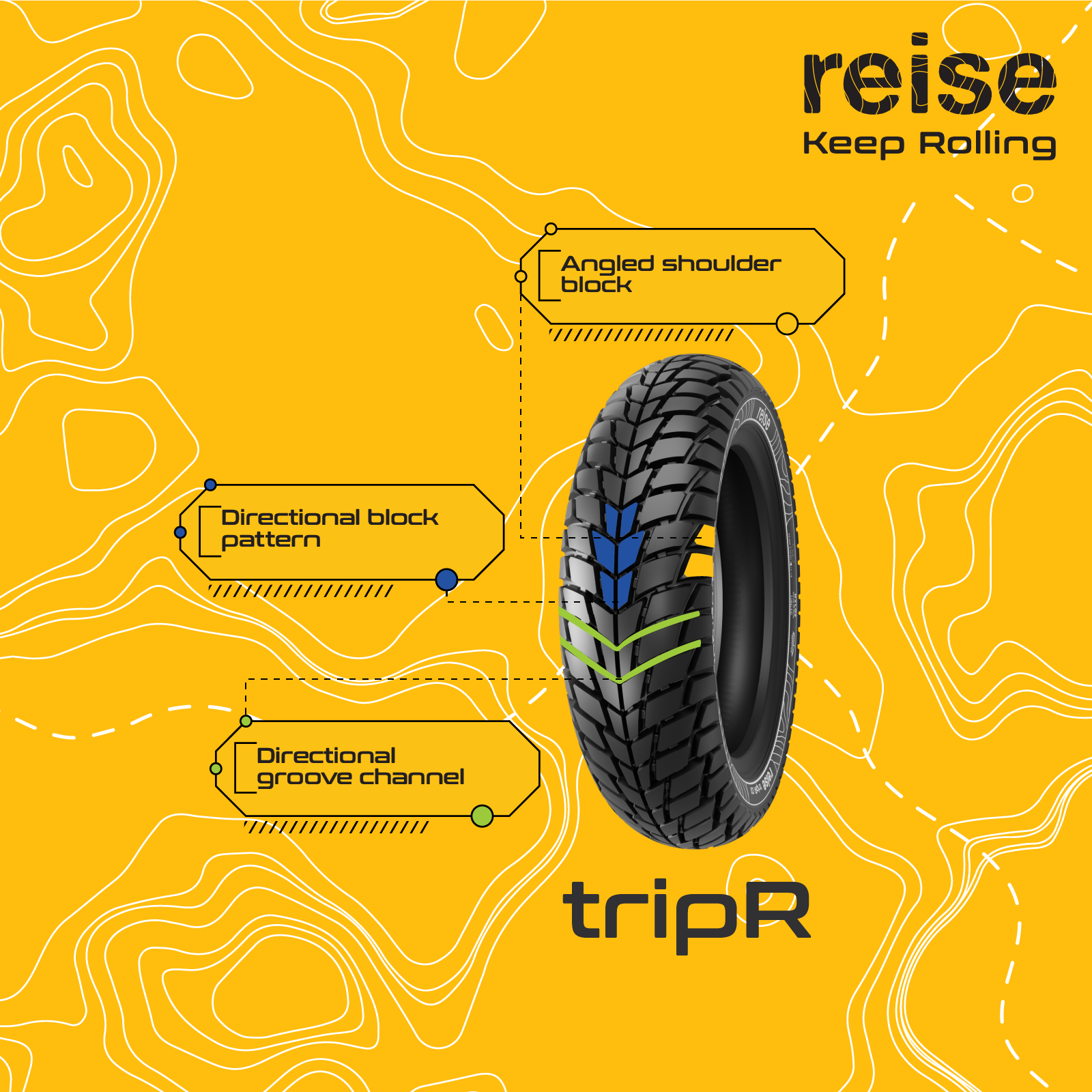 Reise Moto tripR 90/90-12 54J Front/Rear Tubeless Tyre